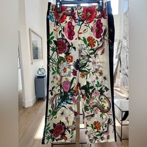 Gucci Flora Silk Floral Cropped Pants